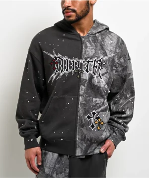 Ninth Hall Adductor Grey & Camo Boxy Zip Hoodie