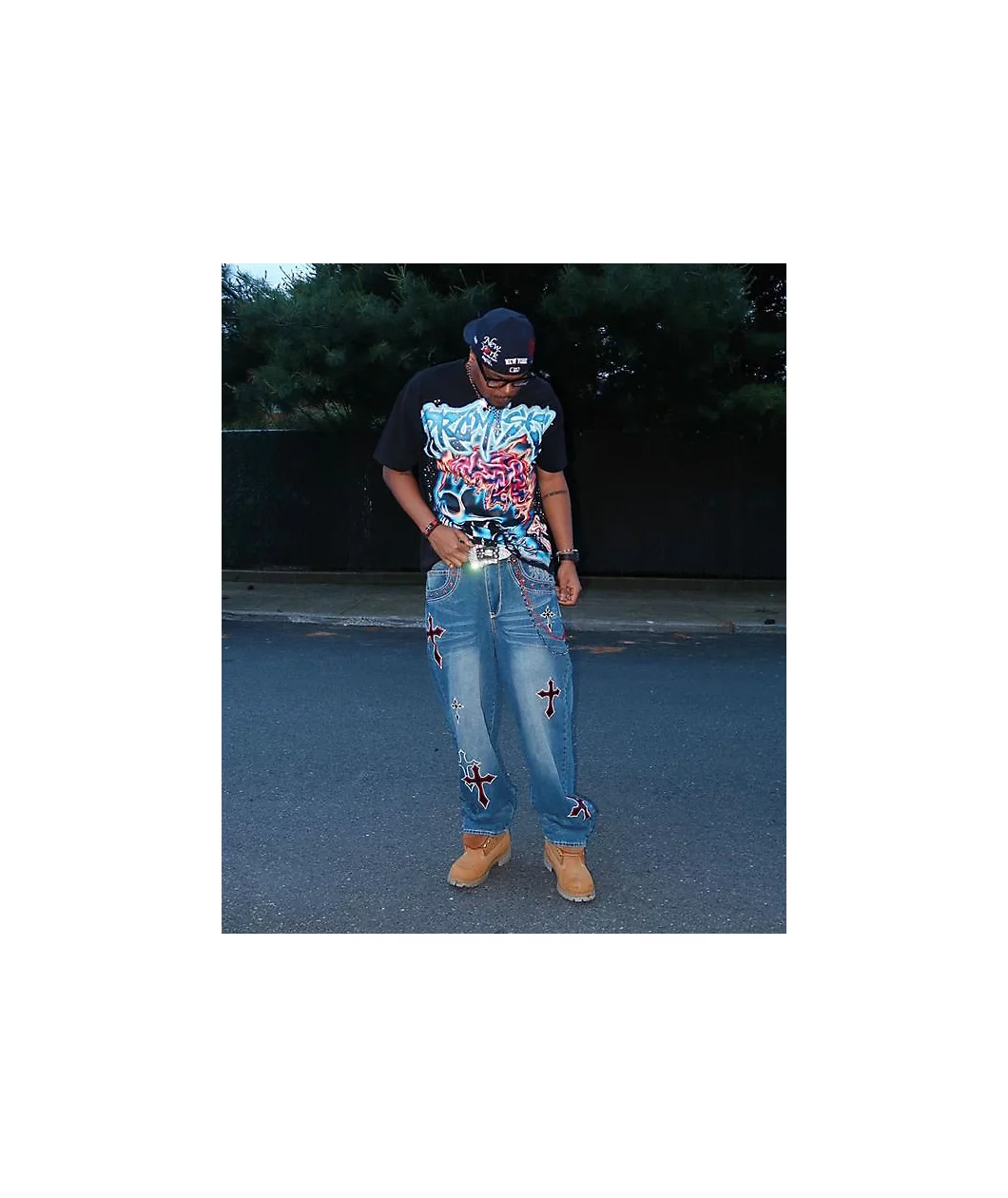 Ninth Hall Ambush Crosses Baked Medium Blue Wash Loose Fit Jeans - Image 2