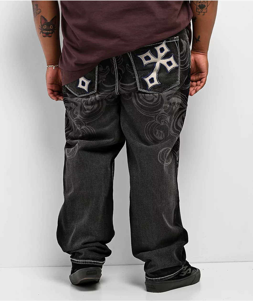 Ninth Hall Ambush Royal Cross Black Wash Loose Fit Jeans - Image 2