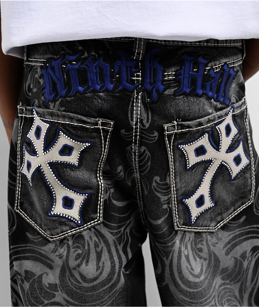 Ninth Hall Ambush Royal Cross Black Wash Loose Fit Jeans - Image 2