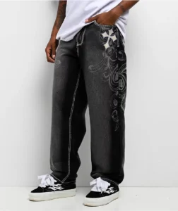 Ninth Hall Ambush Royal Cross Black Wash Loose Fit Jeans 398607 front US 2