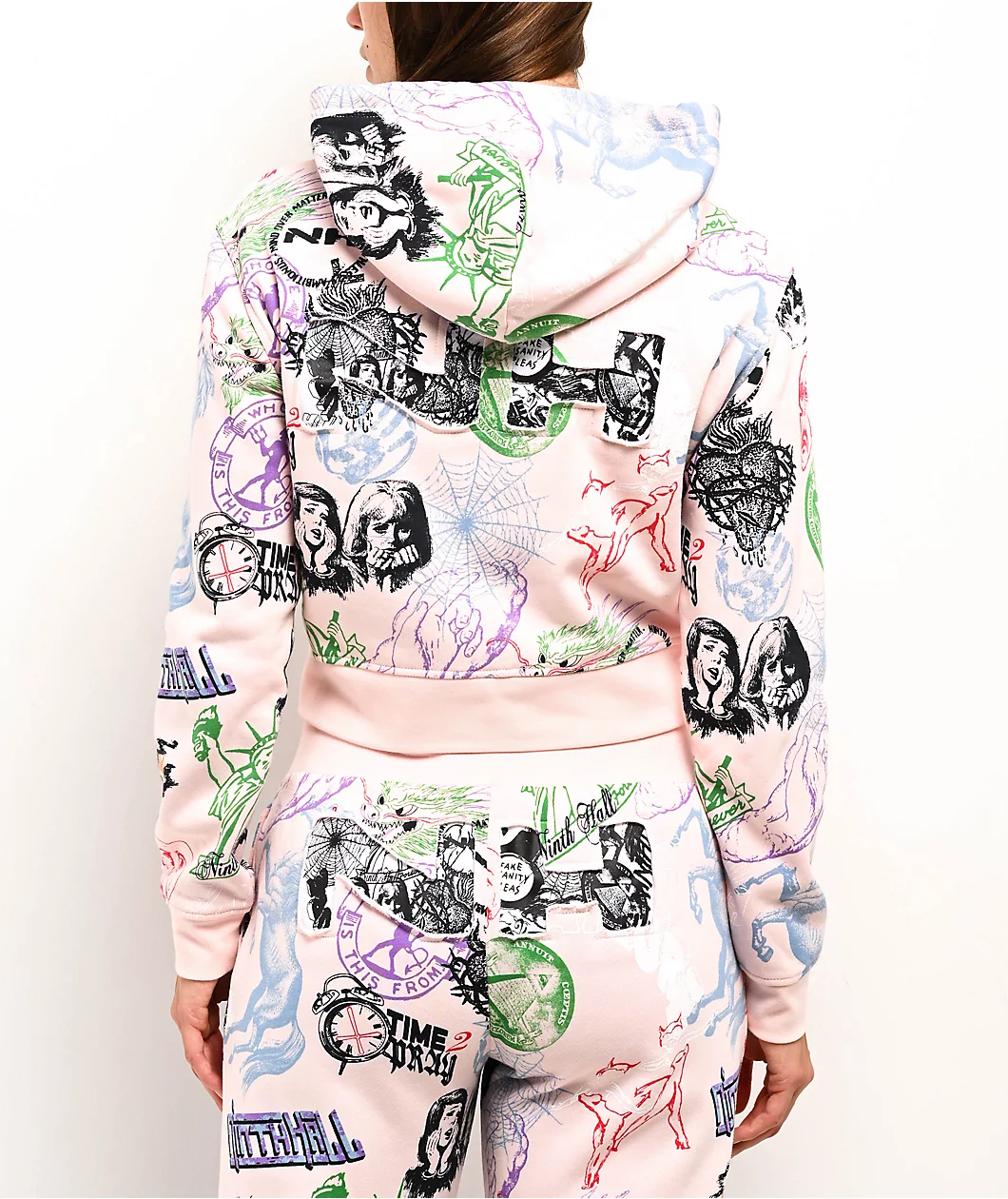 Ninth Hall Andover Pink Crop Zip Hoodie - Image 2