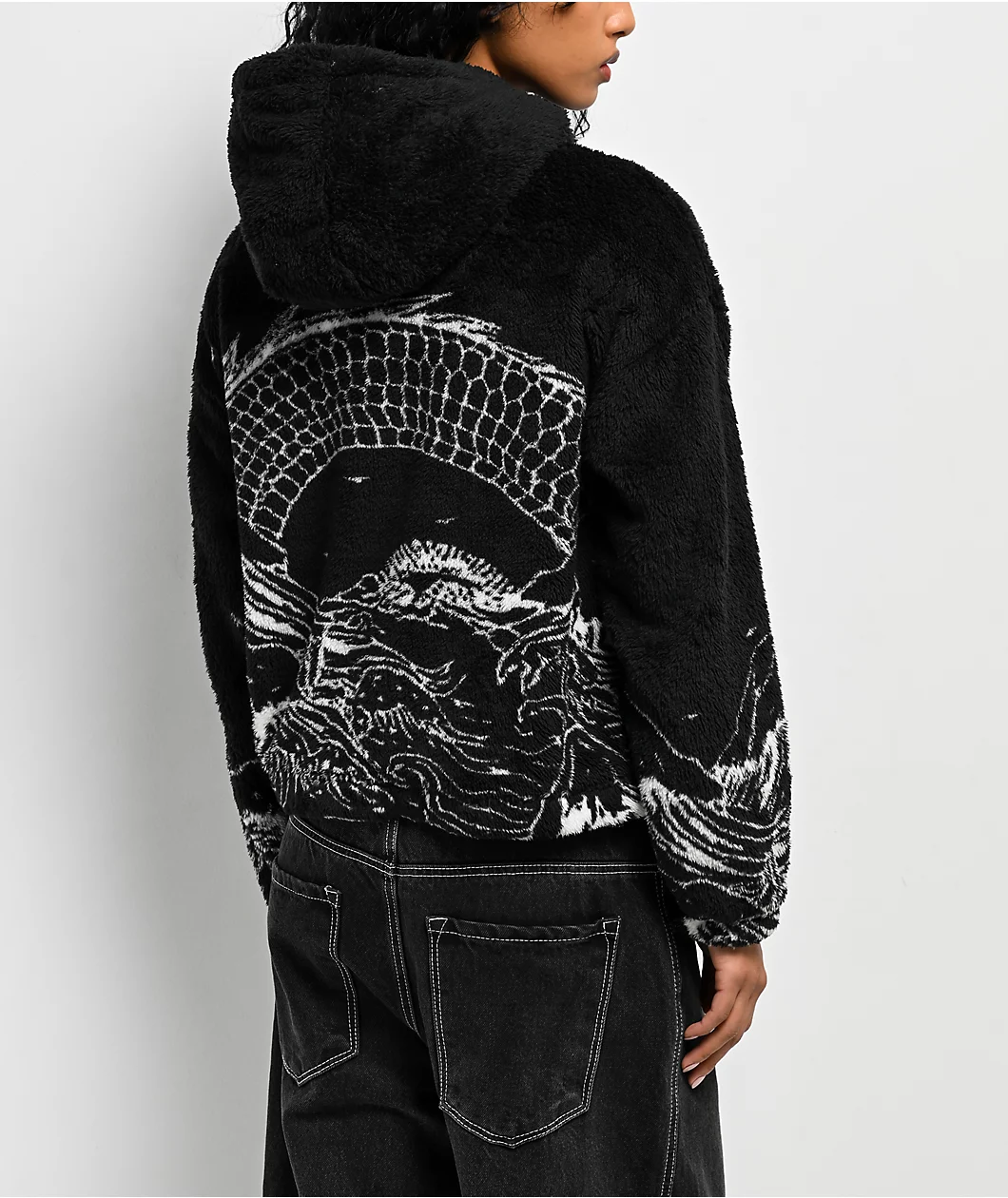 Ninth Hall Aven Dragon Black Sherpa Zip Hoodie - Image 2