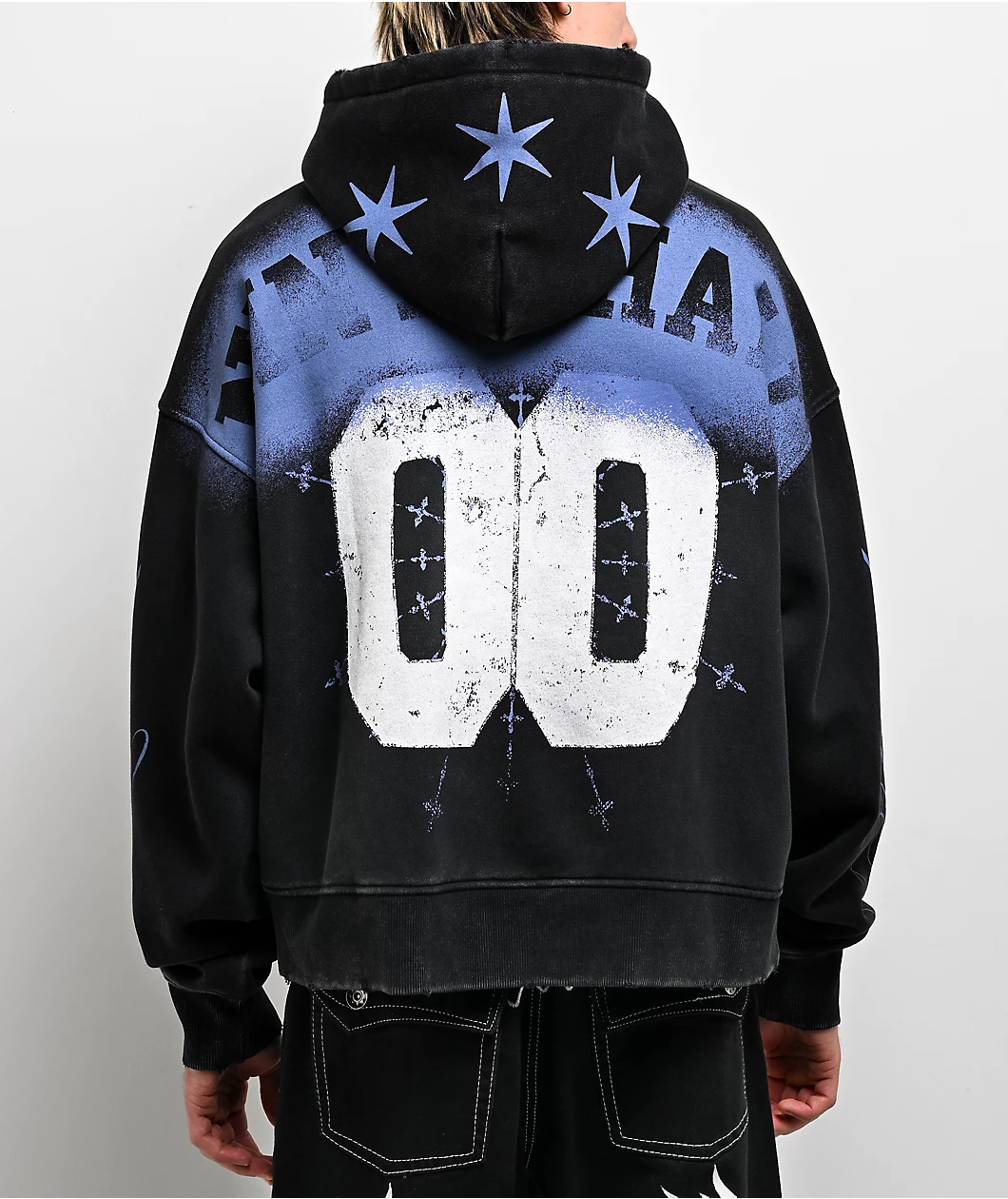 Ninth Hall Bloodshot Black Wash Crop Hoodie - Image 2