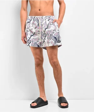 Ninth Hall Blossom Crane White Board Shorts