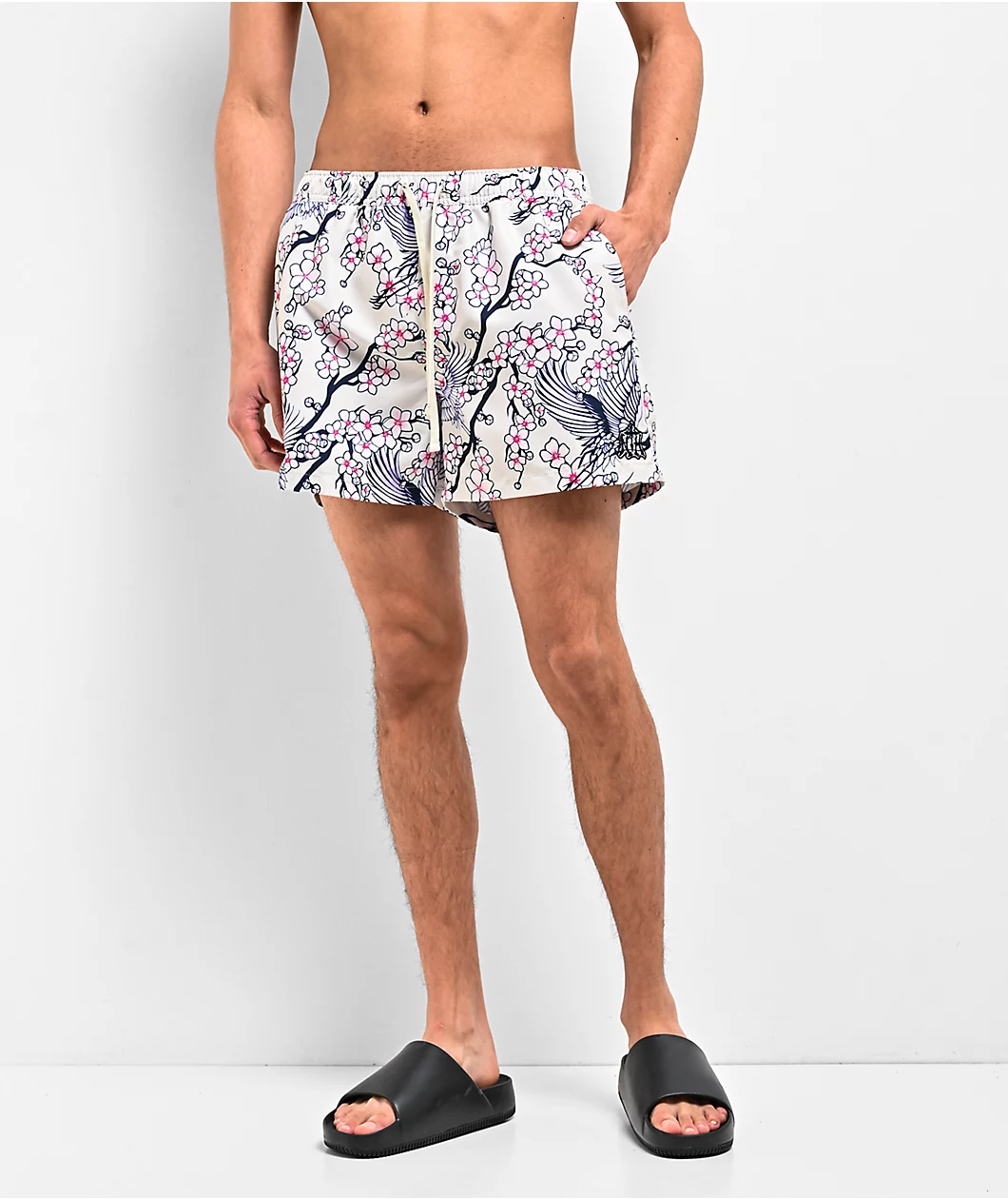 Ninth Hall Blossom Crane White Board Shorts