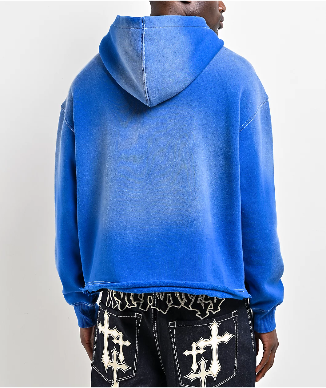 Ninth Hall Fein Blue Wash Crop Hoodie - Image 2