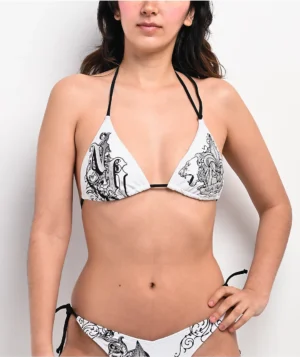 Ninth Hall Fleur White Triangle Bikini Top