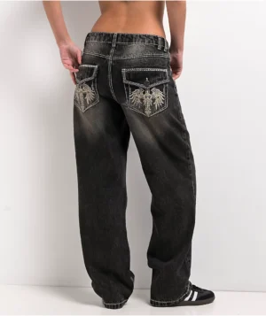 Ninth Hall Idle Chapel Black Wash Straight Leg Jeans