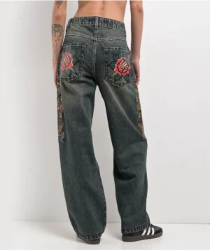 Ninth Hall Idle Envy Cougar Snake Dark Blue Wash Straight Leg Jeans