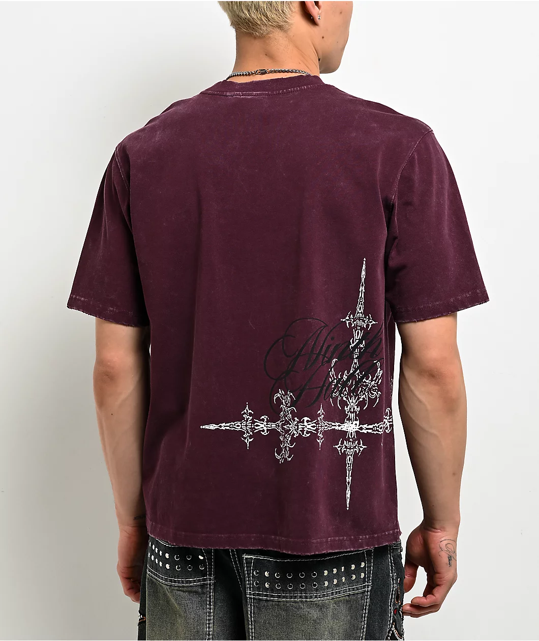 Ninth Hall Little Helper Burgundy Wash Boxy T-Shirt - Image 2