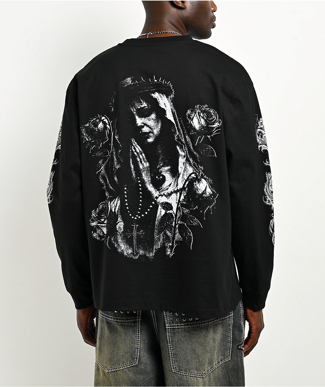 Ninth Hall Mother Mary Black Long Sleeve T-Shirt - Image 2
