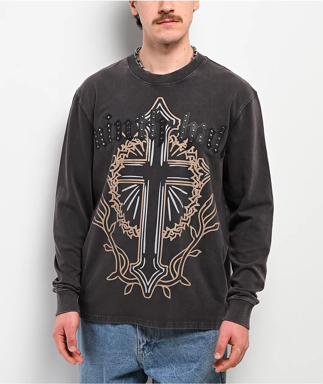Ninth Hall Nightcrawler Black Wash Long Sleeve T Shirt 403574 front US 1