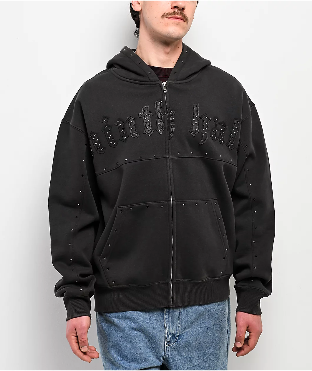 Ninth Hall Nightcrawler Black Wash Zip Hoodie