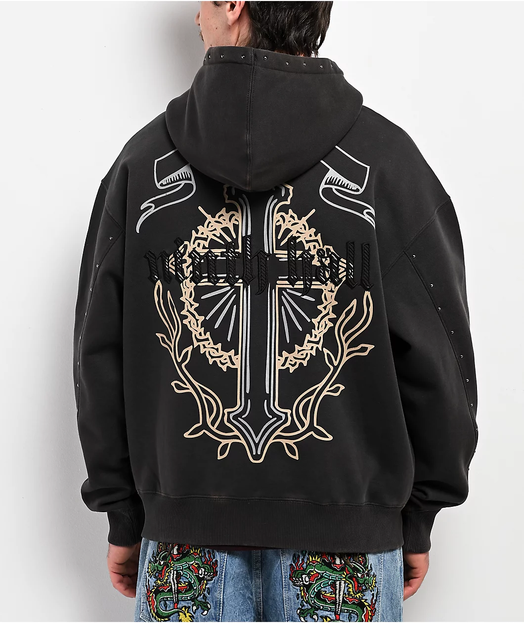Ninth Hall Nightcrawler Black Wash Zip Hoodie - Image 2