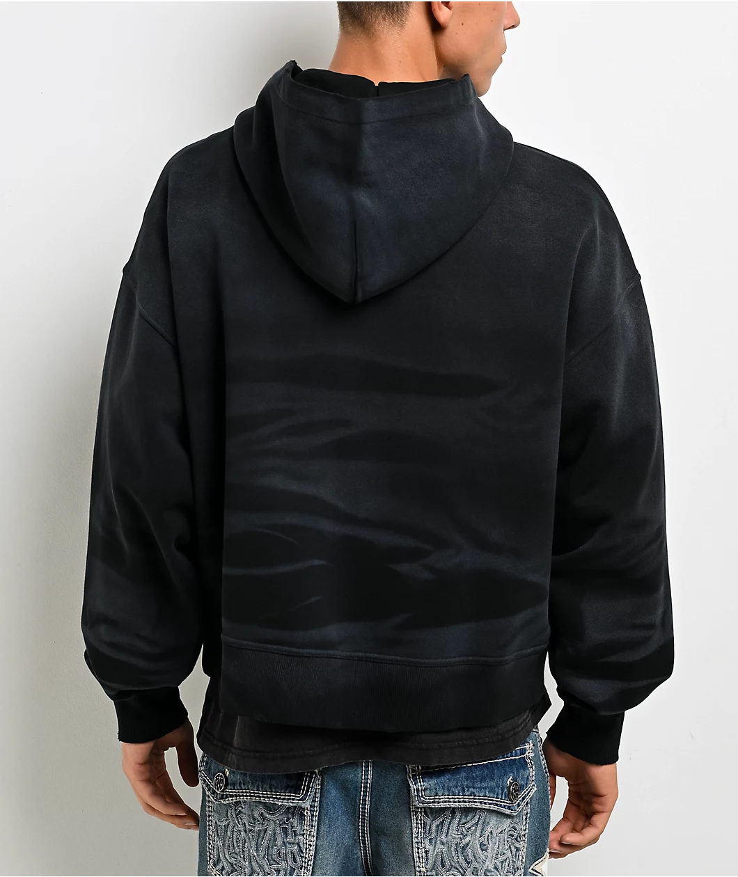 Ninth Hall One Hundred Claws Black Wash Crop Zip Hoodie - Image 2