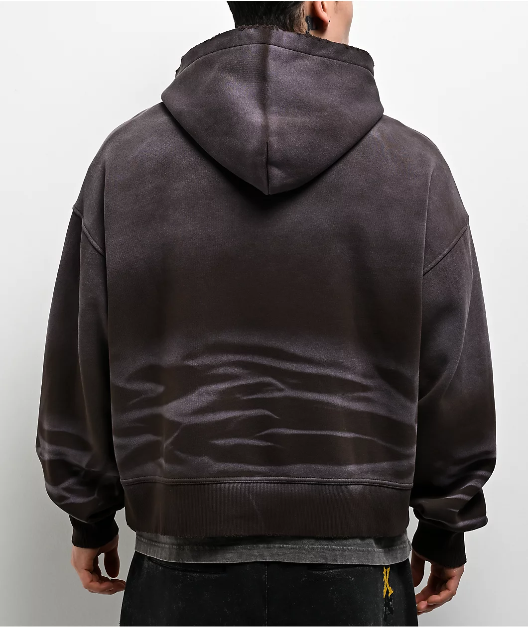 Ninth Hall One Hundred Claws Brown Wash Distressed Crop Hoodie - Image 2