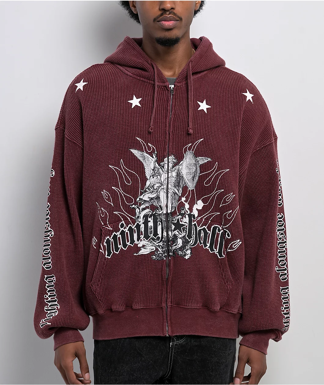 Ninth Hall Pillars Red Thermal Zip Hoodie