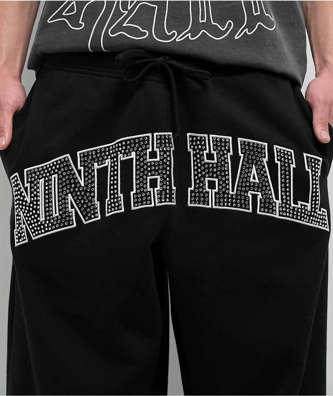Ninth Hall Rhinestone Black Oversized Sweatpants - Image 2