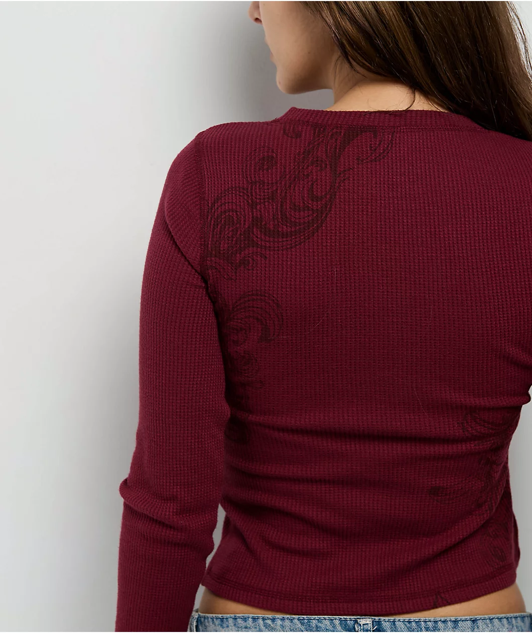 Ninth Hall Selma Red Thermal Long Sleeve T-Shirt - Image 2
