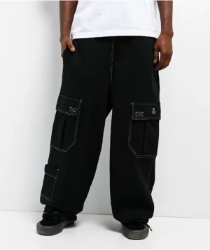 Ninth Hall Stash Black Baggy Cargo Sweatpants