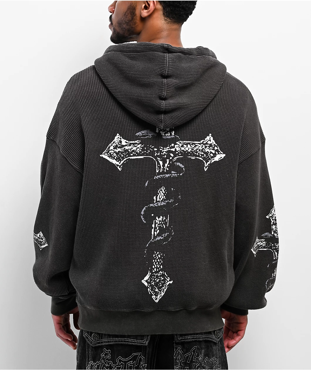 Ninth Hall Stone Black Thermal Zip Hoodie - Image 2