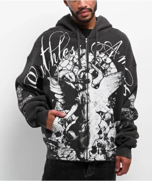 Ninth Hall Stone Black Thermal Zip Hoodie