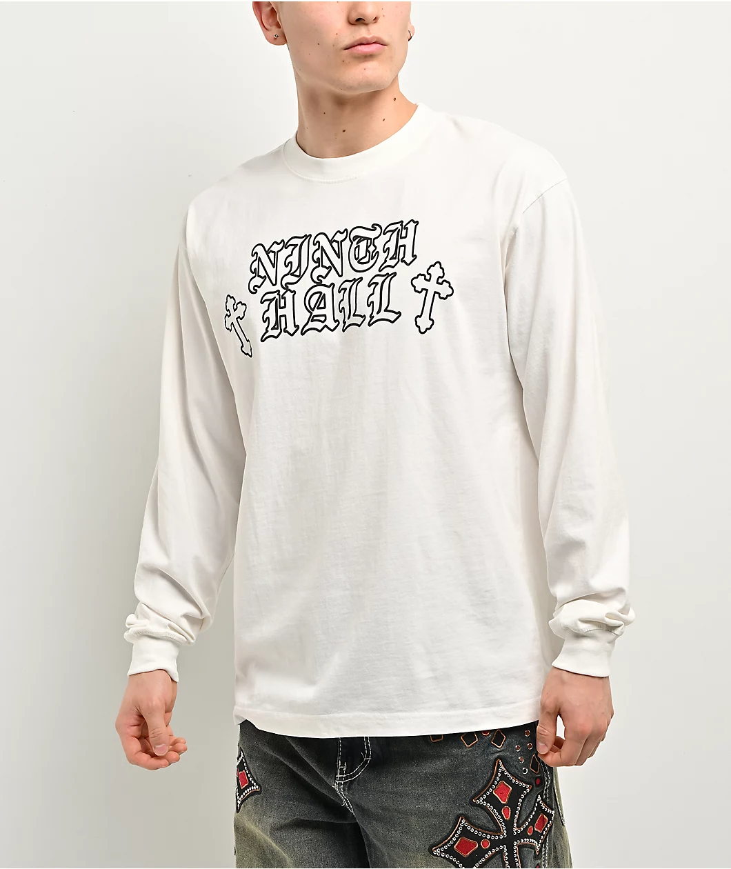 Ninth Hall Tone Def White Long Sleeve T Shirt 411665 front US