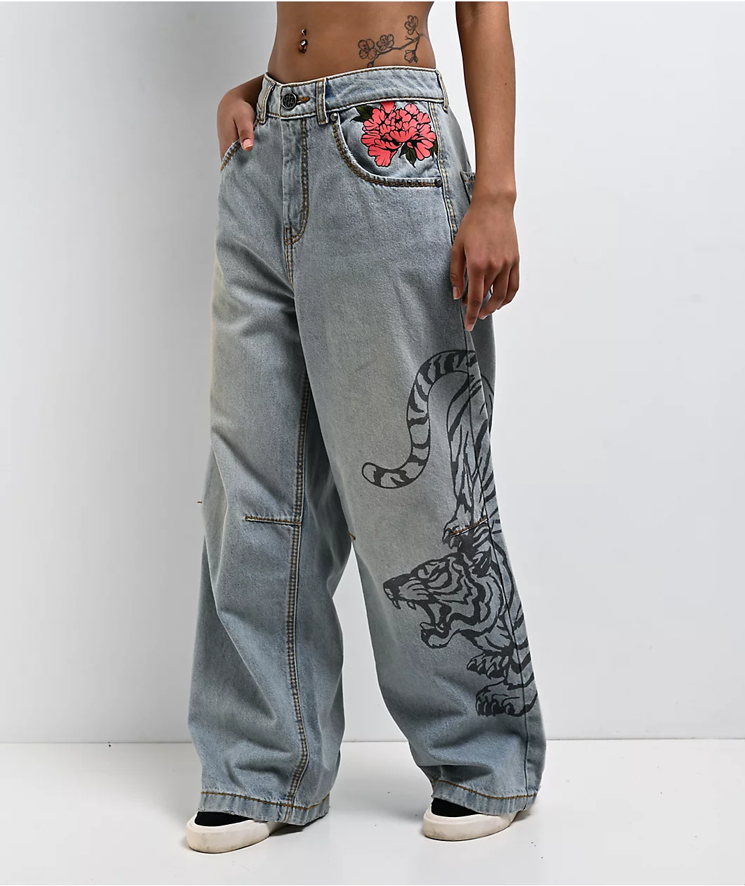 Ninth Hall Trina Growl Wide Leg Blue Wash Jeans - Image 2